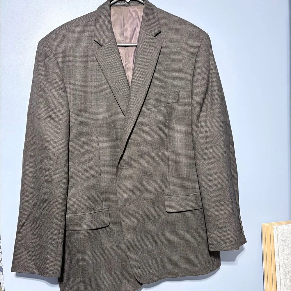 Elegant charcoal and brown with burgundy pinstripe Men's Blazer - Picture 11 of 15